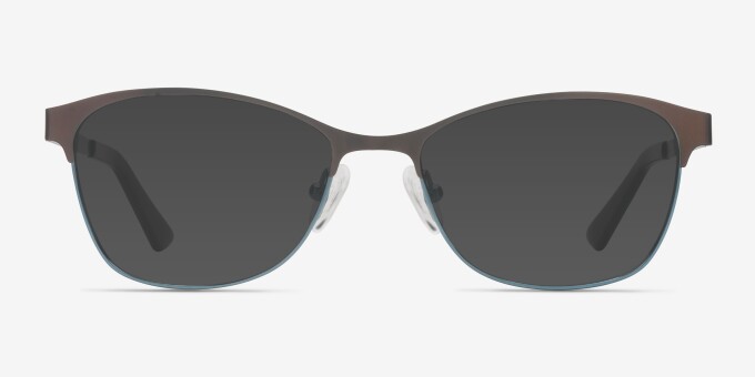 Sabrina Brown Blue MetalEyeglass Frames from EyeBuyDirect, with Tinted Lenses