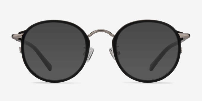 Carnival Matte Black Acetate, MetalMontures de lunettes de vue d'EyeBuyDirect, Avec des Verres Teintés