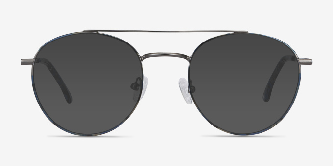 Earhart Blue Tortoise MetalEyeglass Frames from EyeBuyDirect, with Tinted Lenses