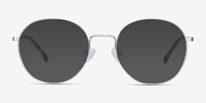 Progress Blue Silver MetalEyeglass Frames from EyeBuyDirect, with Tinted Lenses