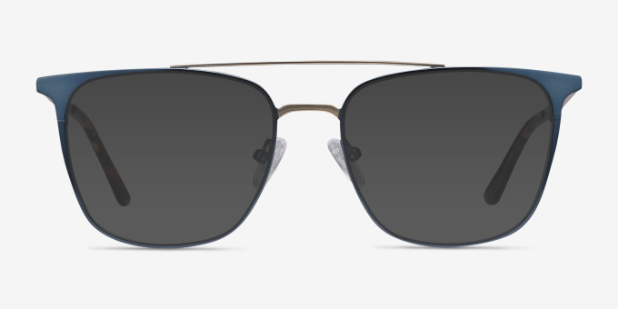 Contact Blue MetalEyeglass Frames from EyeBuyDirect, with Tinted Lenses