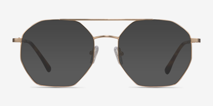 Eight Golden MetalEyeglass Frames from EyeBuyDirect, with Tinted Lenses