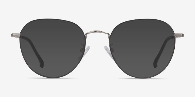 Inspire Black Silver MetalEyeglass Frames from EyeBuyDirect, with Tinted Lenses