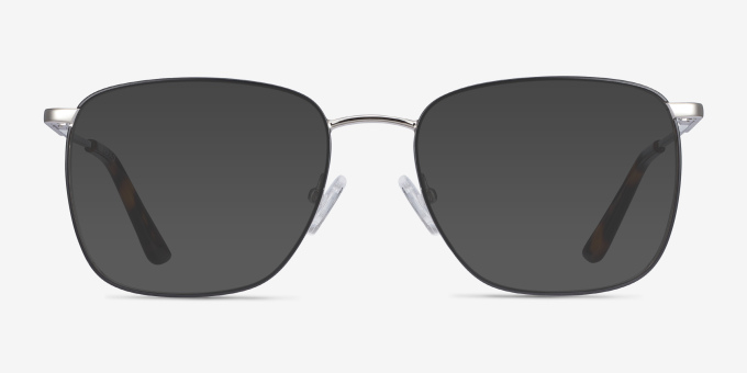 Reason Black Silver MetalEyeglass Frames from EyeBuyDirect, with Tinted Lenses