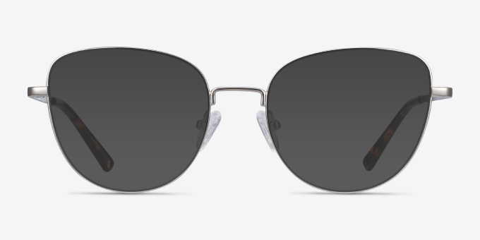 Clotilde Silver MetalEyeglass Frames from EyeBuyDirect, with Tinted Lenses