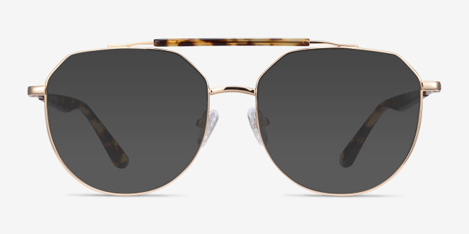 Coxon Golden Tortoise MetalEyeglass Frames from EyeBuyDirect, with Tinted Lenses
