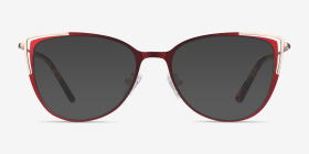 Garance Red & Gold Métal Montures de lunettes de vue d'EyeBuyDirect, with Tinted Lenses