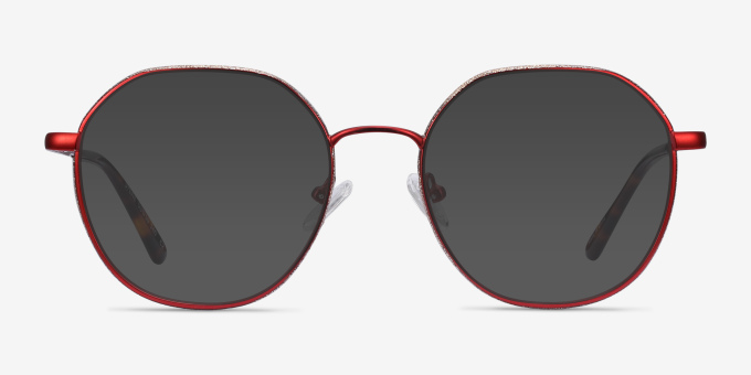 Sylvie Red MetalEyeglass Frames from EyeBuyDirect, with Tinted Lenses