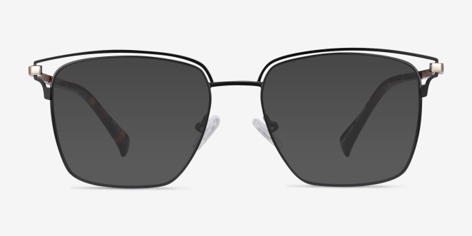 Hewitt Black Gold MetalEyeglass Frames from EyeBuyDirect, with Tinted Lenses