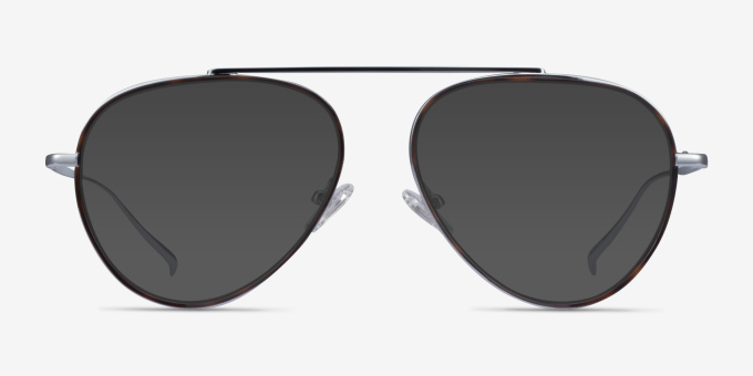 Cana Tortoise Silver MetalEyeglass Frames from EyeBuyDirect, with Tinted Lenses