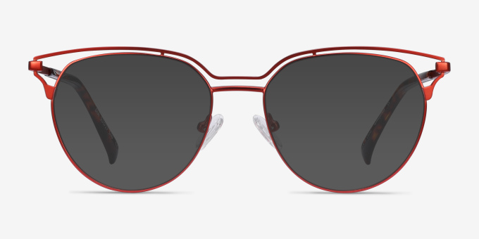 Gia Red MetalEyeglass Frames from EyeBuyDirect, with Tinted Lenses