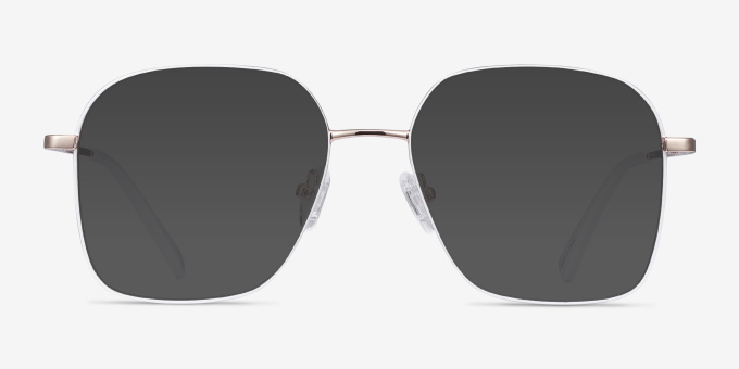 Arty White & Gold MetalEyeglass Frames from EyeBuyDirect, with Tinted Lenses