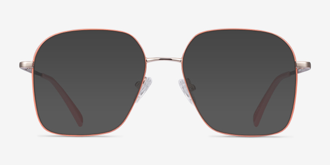 Arty Coral & Gold MetalEyeglass Frames from EyeBuyDirect, with Tinted Lenses