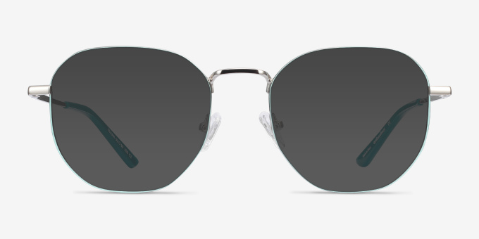 Ethan Mint & Silver MetalEyeglass Frames from EyeBuyDirect, with Tinted Lenses
