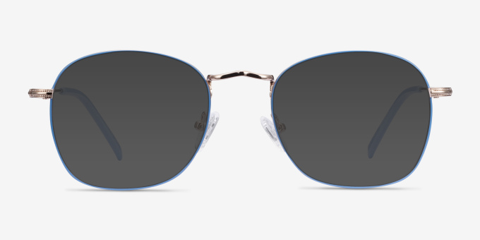 Keith Blue & Gold MetalEyeglass Frames from EyeBuyDirect, with Tinted Lenses