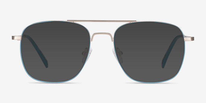 Perry Teal & Gold MetalEyeglass Frames from EyeBuyDirect, with Tinted Lenses