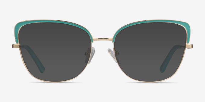 Marina Aqua Gold MetalEyeglass Frames from EyeBuyDirect, with Tinted Lenses
