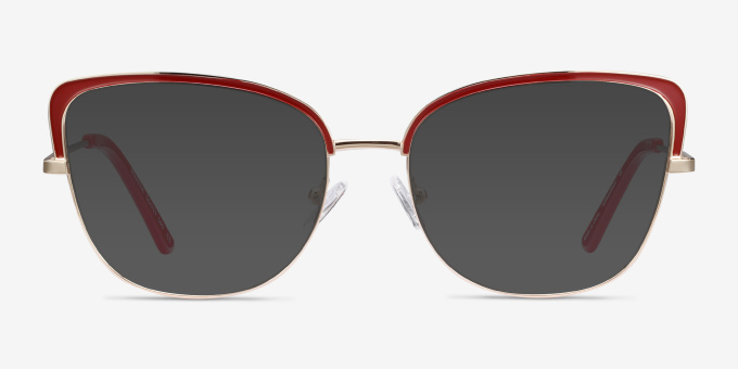 Marina Red & Gold MetalEyeglass Frames from EyeBuyDirect, with Tinted Lenses