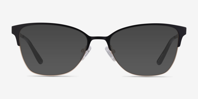 Marlena Black Gold MetalEyeglass Frames from EyeBuyDirect, with Tinted Lenses