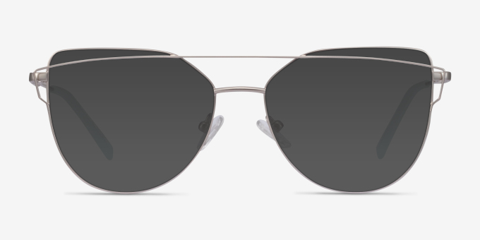 Surprise Matte Silver MetalEyeglass Frames from EyeBuyDirect, with Tinted Lenses