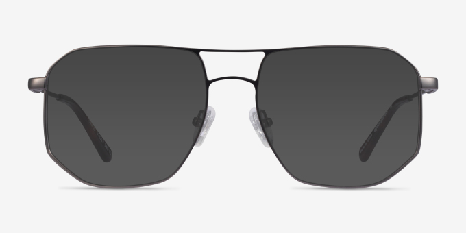 Carlo Matte Gunmetal MetalEyeglass Frames from EyeBuyDirect, with Tinted Lenses