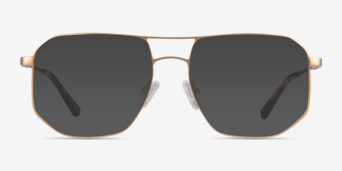 Carlo Brushed Gold MetalEyeglass Frames from EyeBuyDirect, with Tinted Lenses