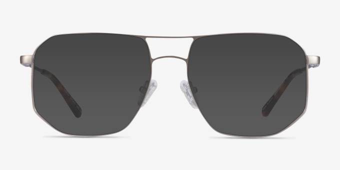 Carlo Brushed Silver MetalEyeglass Frames from EyeBuyDirect, with Tinted Lenses
