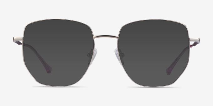 Nimble Silver & Purple MetalEyeglass Frames from EyeBuyDirect, with Tinted Lenses