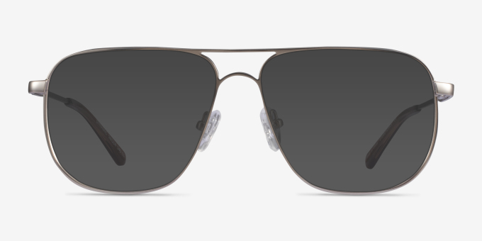 Dynamic Matte Silver MetalEyeglass Frames from EyeBuyDirect, with Tinted Lenses