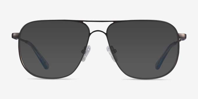 Dynamic Matte Gunmetal MetalEyeglass Frames from EyeBuyDirect, with Tinted Lenses