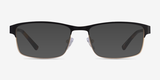 Quest Black Gold MetalEyeglass Frames from EyeBuyDirect, with Tinted Lenses
