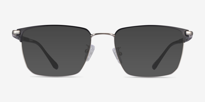 Abroad Black Silver MetalEyeglass Frames from EyeBuyDirect, with Tinted Lenses