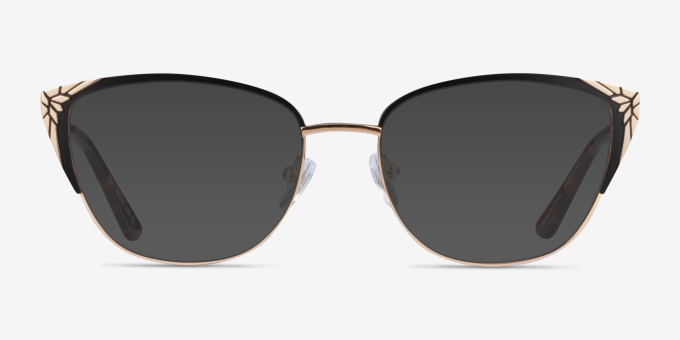 Ines Black Gold MétalMontures de lunettes de vue d'EyeBuyDirect, Avec des Verres Teintés