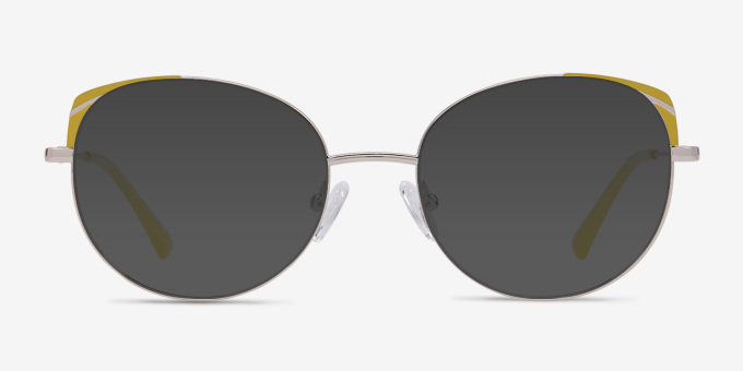 Rosewood Light Gold Yellow MetalEyeglass Frames from EyeBuyDirect, with Tinted Lenses