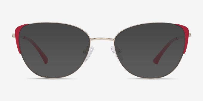 Operetta Gold Burgundy MetalEyeglass Frames from EyeBuyDirect, with Tinted Lenses