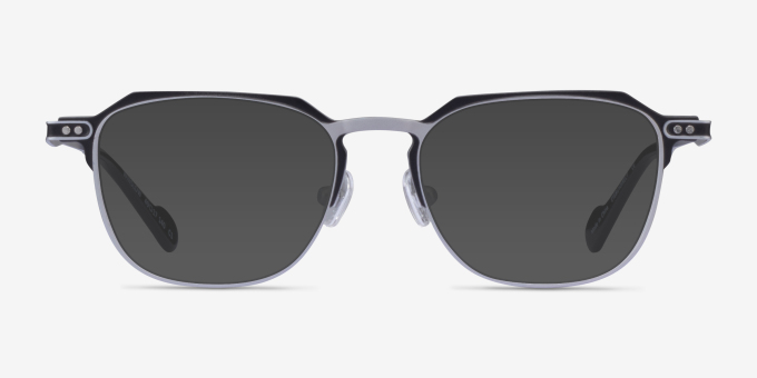 Winslow Square Matte Silver Black Full Rim Eyeglasses | Eyebuydirect