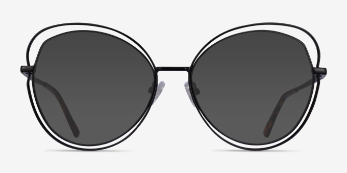 Stardust Matte Black MetalEyeglass Frames from EyeBuyDirect, with Tinted Lenses