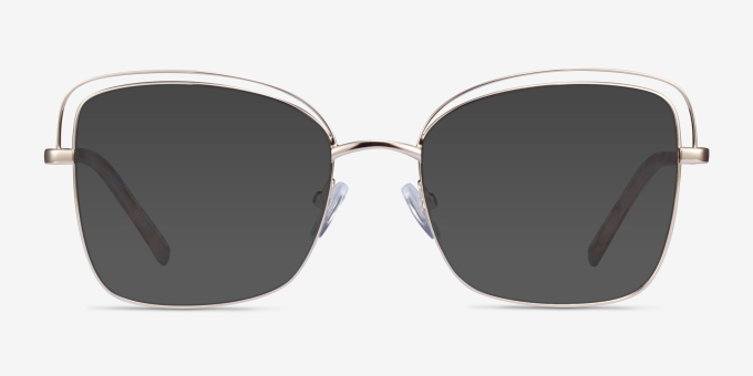 Oscillate Gold MetalEyeglass Frames from EyeBuyDirect, with Tinted Lenses