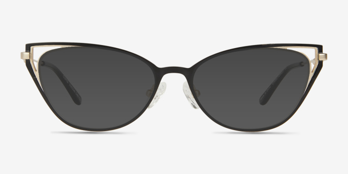 Cupid Black Matte Gold MetalEyeglass Frames from EyeBuyDirect, with Tinted Lenses
