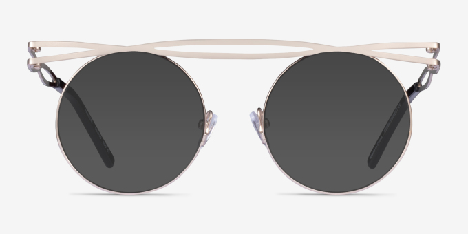 Fractal Light Gold MetalEyeglass Frames from EyeBuyDirect, with Tinted Lenses