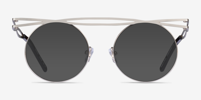 Fractal Silver MetalEyeglass Frames from EyeBuyDirect, with Tinted Lenses