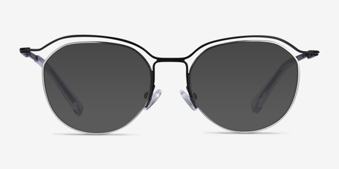 Duo Black Silver MetalEyeglass Frames from EyeBuyDirect, with Tinted Lenses