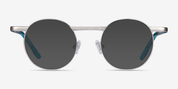 Task Silver MetalEyeglass Frames from EyeBuyDirect, with Tinted Lenses