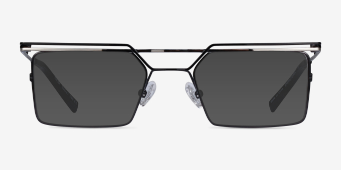Pacer Black Silver MetalEyeglass Frames from EyeBuyDirect, with Tinted Lenses
