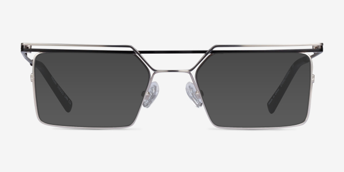 Pacer Silver Black MetalEyeglass Frames from EyeBuyDirect, with Tinted Lenses