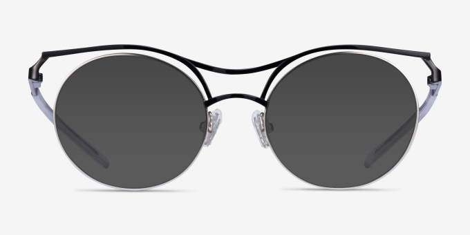Proximo Black Silver MetalEyeglass Frames from EyeBuyDirect, with Tinted Lenses