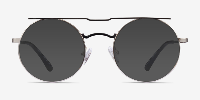 Essence Round Silver Black Glasses for Women | Eyebuydirect