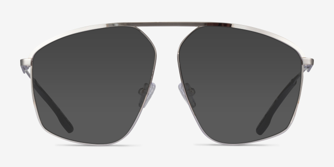 Station Silver MetalEyeglass Frames from EyeBuyDirect, with Tinted Lenses