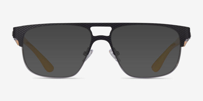 Cab Black Yellow MetalEyeglass Frames from EyeBuyDirect, with Tinted Lenses