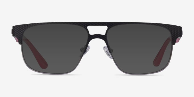 Cab Black Red MetalEyeglass Frames from EyeBuyDirect, with Tinted Lenses